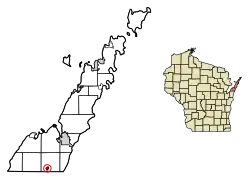 Location of Forestville in Door County, Wisconsin.