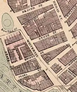 map published in 1867, showing the old headquarters