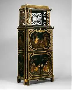 Drop-front secretaire (secrètaire à abattant); 1770–1775; painted and varnished oak, mahogany, purplewood and gilt-bronze mounts; 152.4 × 67.9 × 34&nbsp;cm; Metropolitan Museum of Art