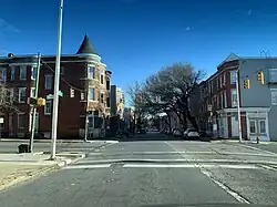 View south from Druid Hill Avenue at intersection with Gold Street in Druid Heights, Baltimore