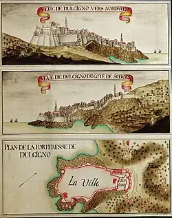 Image 52Views of Ulcinj in 1718 bz H. C. Bröckell (from Albanian piracy)