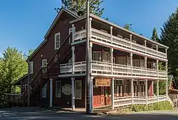 Dutch Flat Hotel, built in 1852 when Dutch Flat was one of the largest hydraulic gold mining towns in California