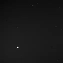 The Earth and Moon captured by the MESSENGER Wide Angle Camera from a distance of 183 million kilometers