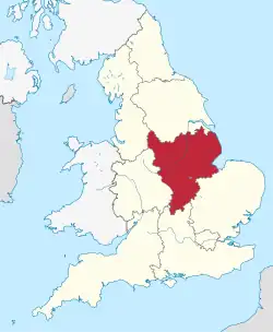 East Midlands shown within England