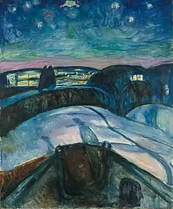 Starry Night, 1922–1924, oil on canvas, 120.5 x 100&nbsp;cm, Munch Museum, Oslo