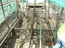 The concrete removed and the cast-iron arches exposed