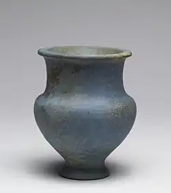 Amphora, an example of so-called "Egyptian blue" ceramic ware; 1380–1300&nbsp;BC; height: 12.6&nbsp;cm (5.0&nbsp;in); Walters Art Museum (Baltimore, US)