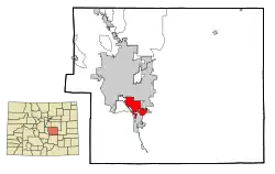 Location of the Security-Widefield CDP in El Paso County, Colorado