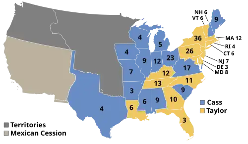 Color map showing the election results by state