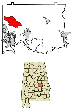 Location of Holtville in Elmore County, Alabama.