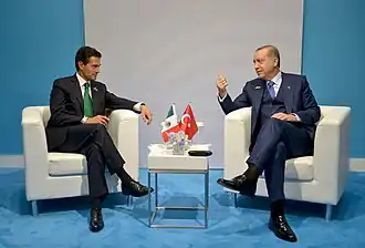 President Enrique Peña Nieto and President Recep Tayyip Erdoğan in Hamburg, Germany; 2017.