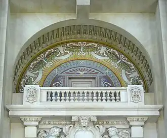 Beaux Arts mosaic of bucrania and festoons on the Grand Palais, Paris, by Charles Girault, 1897–1900