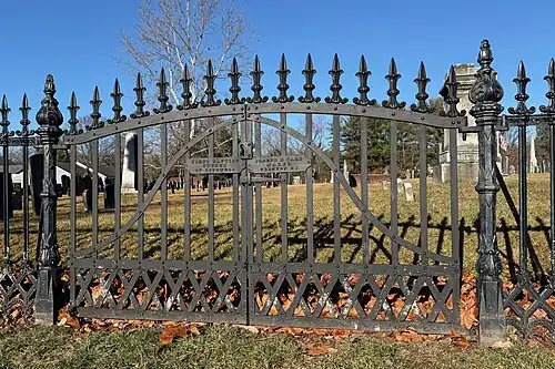 Entrance gate in the iron fence