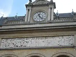 Sculpture showing Ermesinde granting the Charter of Emancipation
