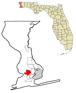 Location in Escambia County and the state of Florida