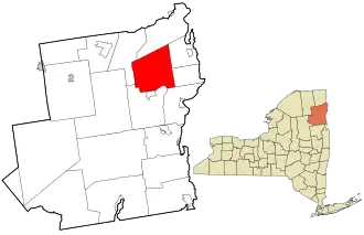 Location in Essex County and the state of New York