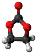 Ball-and-stick model of the ethylene carbonate molecule