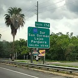 PR-2 west approaching PR-122 interchange in Caín Alto, San Germán