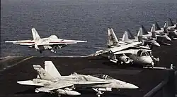 An S-3B Viking from VS-38 taking off in 2001 off the USS Constellation CV-64.