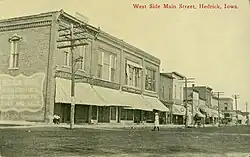 Hedrick, Iowa Main street 1910 historical photo