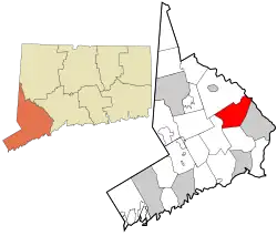 Monroe's location within Fairfield County and Connecticut