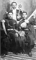 The ensemble of Meshedi Mehrali Farzeliyev consisting of muğam trio, Ganja, 1911.[34]