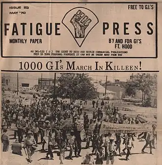 Fatigue Press GI Underground Newspaper May 1970&nbsp;– 1000 GIs march against the war.