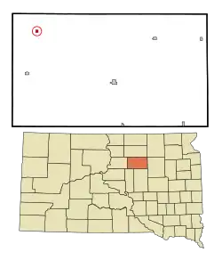 Location in Faulk County and the state of South Dakota