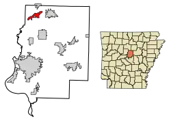 Location of Twin Groves in Faulkner County, Arkansas.