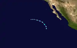 A track map of Tropical Storm Fausto