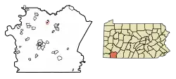 Location of Vanderbilt in Fayette County, Pennsylvania.