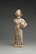 Figure of a woman; 5th century; painted plaster; height: 38.4&nbsp;cm (15.1&nbsp;in), width: 14.7&nbsp;cm (5.8&nbsp;in), depth: 9.6&nbsp;cm (3.8&nbsp;in); Metropolitan Museum of Art