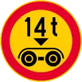 No vehicles having a weight exceeding [...] tonnes on a tandem axle (formerly used )