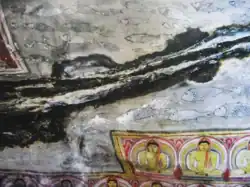 Fish drawn along the water drip at Dambulla temple