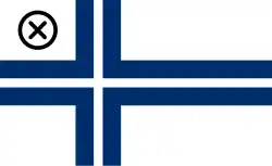 Finnish yacht club ensign. The circled X represents the club emblem