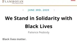A website standing in support of the Black Lives Matter movement during the George Floyd protests