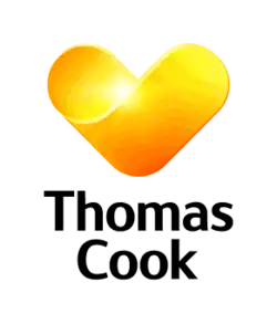 The yellow heart logo with the text "Thomas Cook" on the right