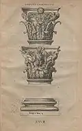 The capital of a Composite Order column, plate XXVIII of the Five Orders.