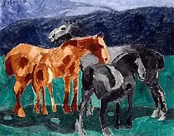 Horses, 1911, oil on canvas, 73.3 x 92.5&nbsp;cm, Musée National d'Art Moderne, Centre Georges Pompidou, Paris. Published in the New York Times, New York, 16 February 1913, Page 121