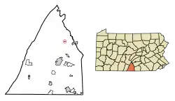 Location of Orrstown in Franklin County, Pennsylvania.