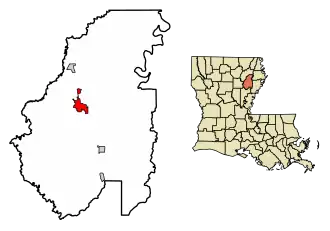 Location of Winnsboro in Franklin Parish, Louisiana.