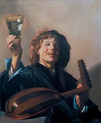 Boy with a Glass and a Lute by Frans Hals, 1626