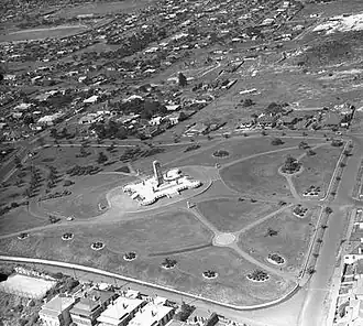 An aerial photograph of the memorial taken by Frank Hurley in the 1930s