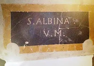 The urn with the remains of St. Albina