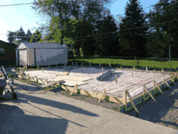 Underfloor heating pipes, before they are covered by a concrete garage slab