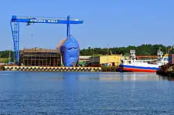 A shipyard on the shore of the Vistula