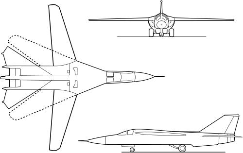 An orthographically projected diagram of the F-111