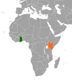 Map indicating locations of Ghana and Kenya