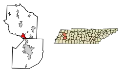 Location of Humboldt in Gibson County, Tennessee.