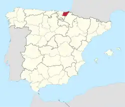 Map of Spain with Gipuzkoa highlighted